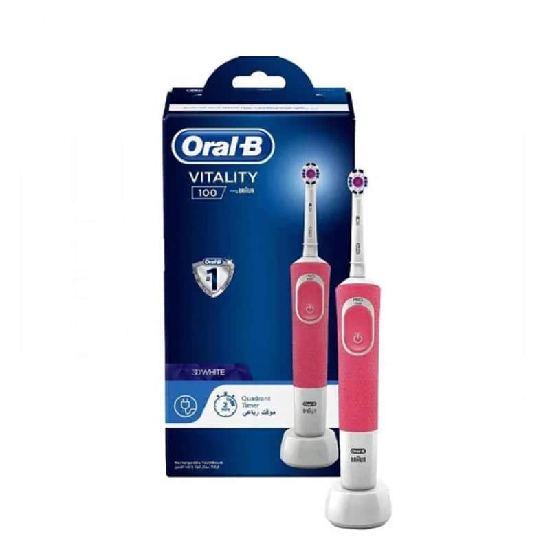 Oral-B فرشاة اسنان فيتاليتي 100 الكهربائية القابلة لاعادة الشحن من اورال بي وردي