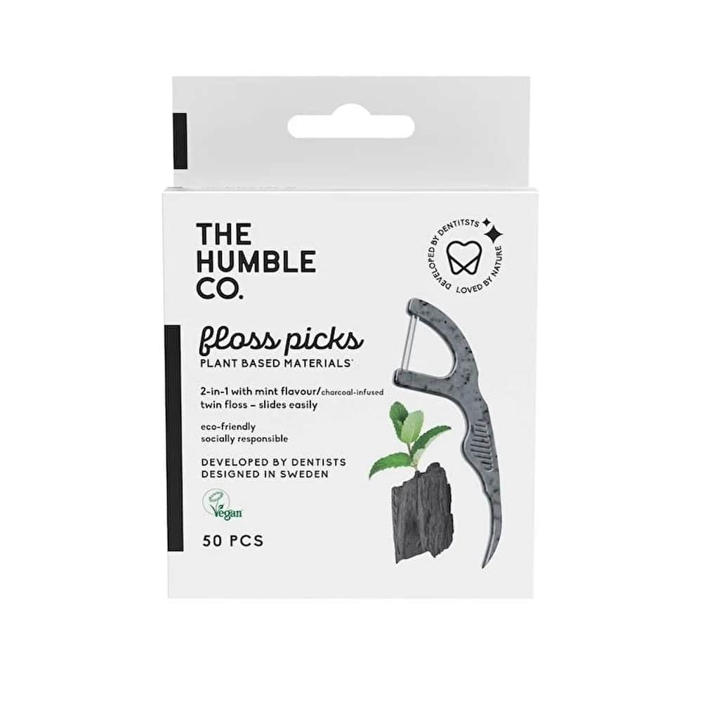 Humble Brush خيط تنظيف الأسنان بنكهة الفحم والنعناع من ذا هامبل كو، 50 قطعة