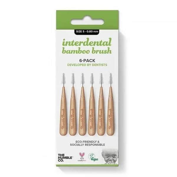 Humble Brush فرشاة أسنان من الخيزران من ذا هامبل كو، عبوة من 6 قطع، 0.80 مم
