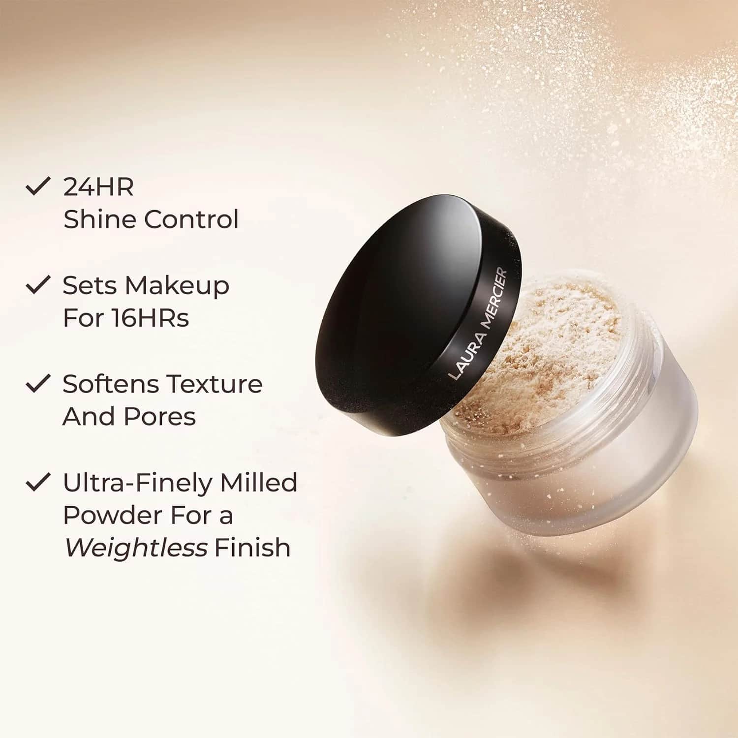 Laura Mercier بودرة تثبيت سائبة شفافة من لورا ميرسييه