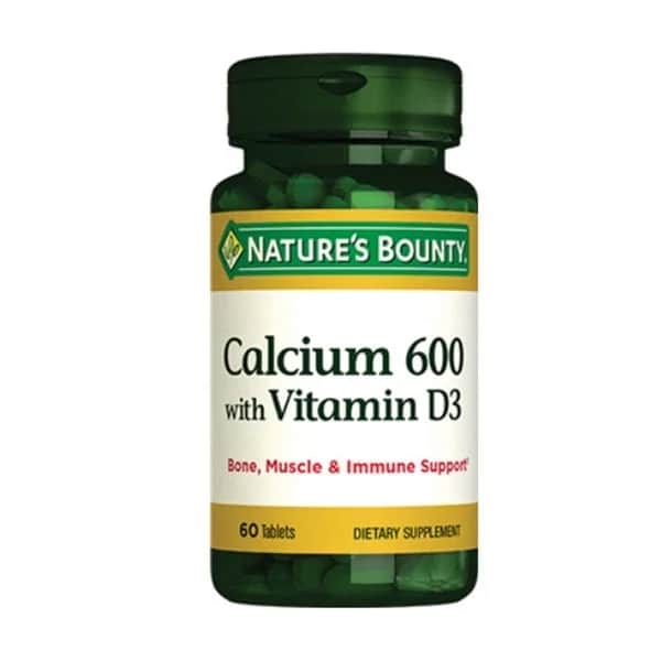 مكمل كالسيوم 600 مع فيتامين د3 60 قرص من ناتشرز باونتي Nature's Bounty