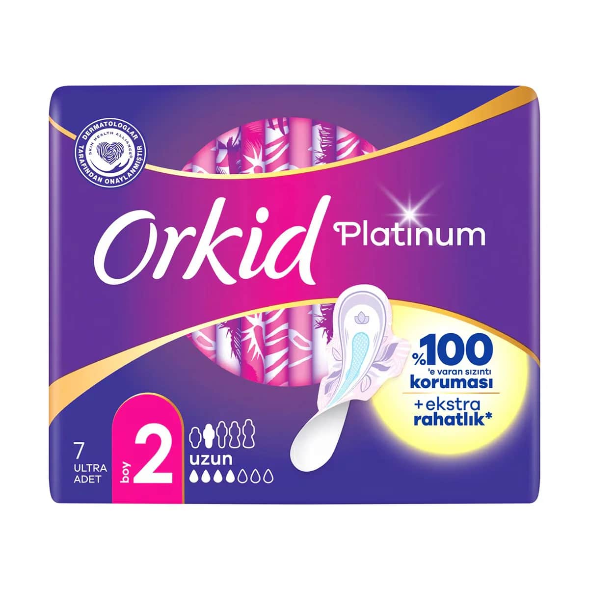 Orkid فوط أوركيد الصحية البلاتينية الطويلة عبوة من 7 قطع