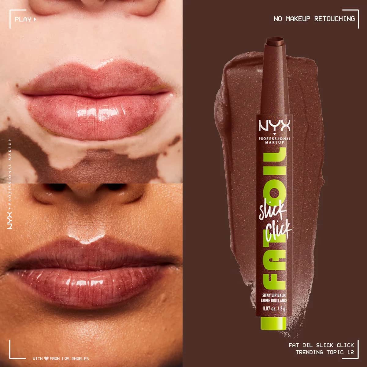 NYX مرطب الشفاه نيكس بروفيشنال ميك أب فات أويل سليك كليك شاين ١٢ موضوعًا رائجًا