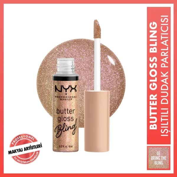 Nyx Professional Makeup Butter Gloss Bling Shiny Lip Gloss 01 bring The Bling