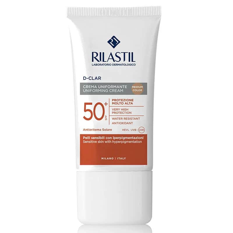 Rilastil كريم ريلاستيل دي-كلار المضاد للبقع وواقي الشمس للوجه بعامل حماية من الشمس 50+، 40 مل متوسط