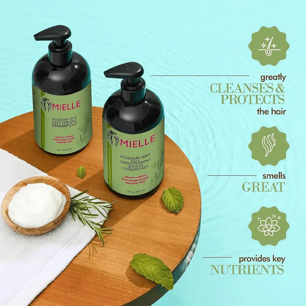 Mielle Organics شامبو مقوي للشعر بإكليل الجبل والنعناع ميلي أورجانيكس 355 جرام