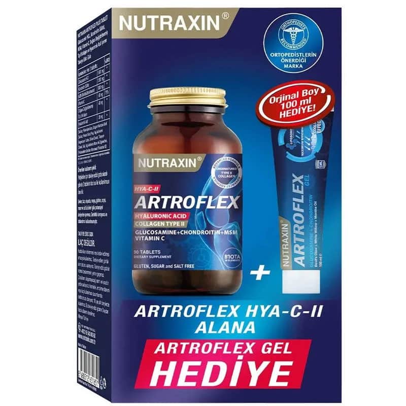 Nutraxin نوتراكسين أرتروفلكس هيا-سي-اي 90 قرصًا + هدية جل إضافية