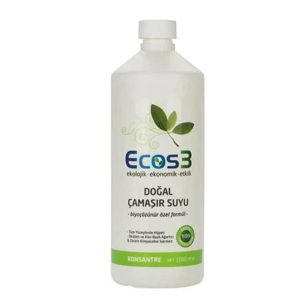 Ecos3 مبيض إيكوس 3 الطبيعي الصديق للبيئة، 1 لتر آمن وفعال