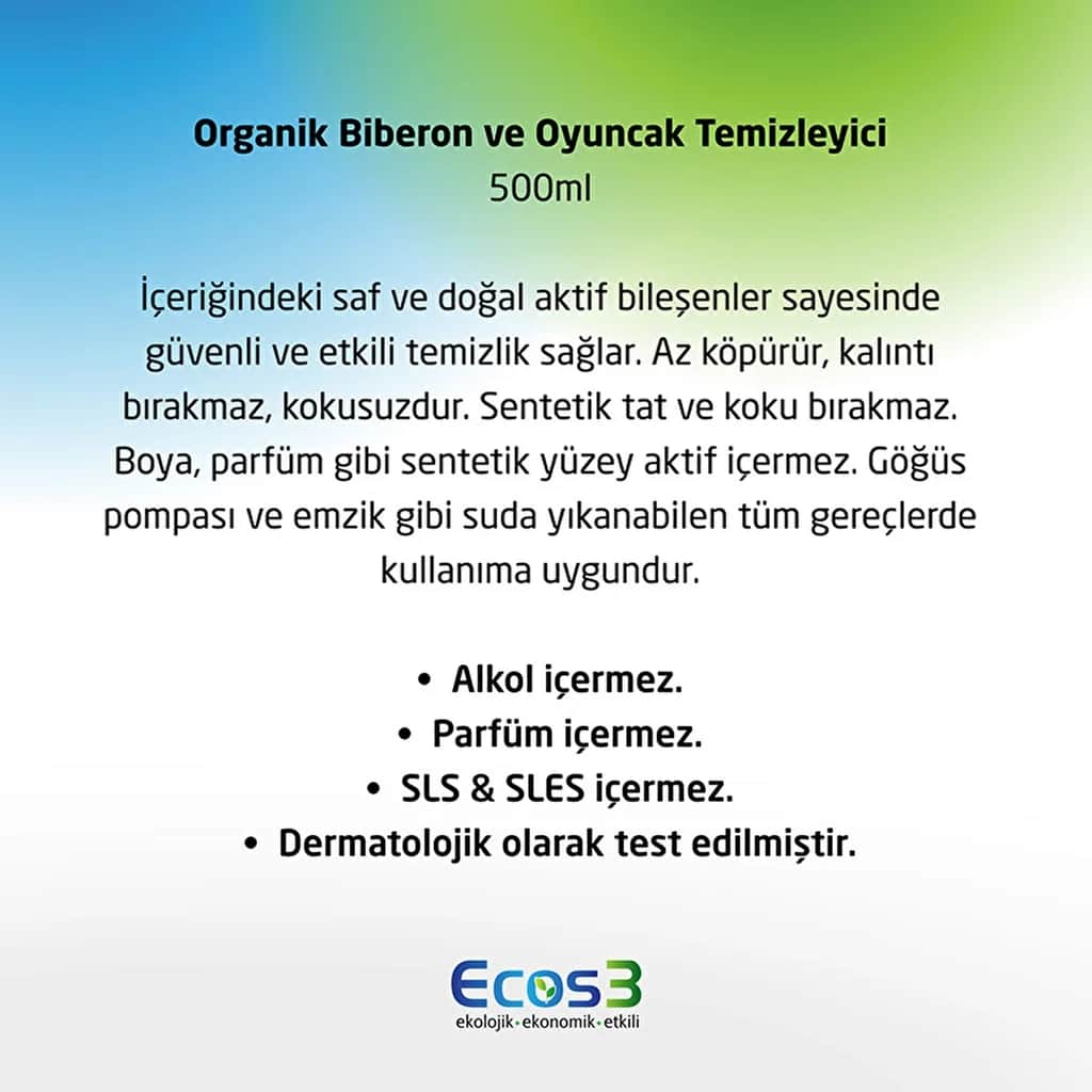 Ecos3 منظف الزجاجات والألعاب العضوي إيكوس3، 500 مل