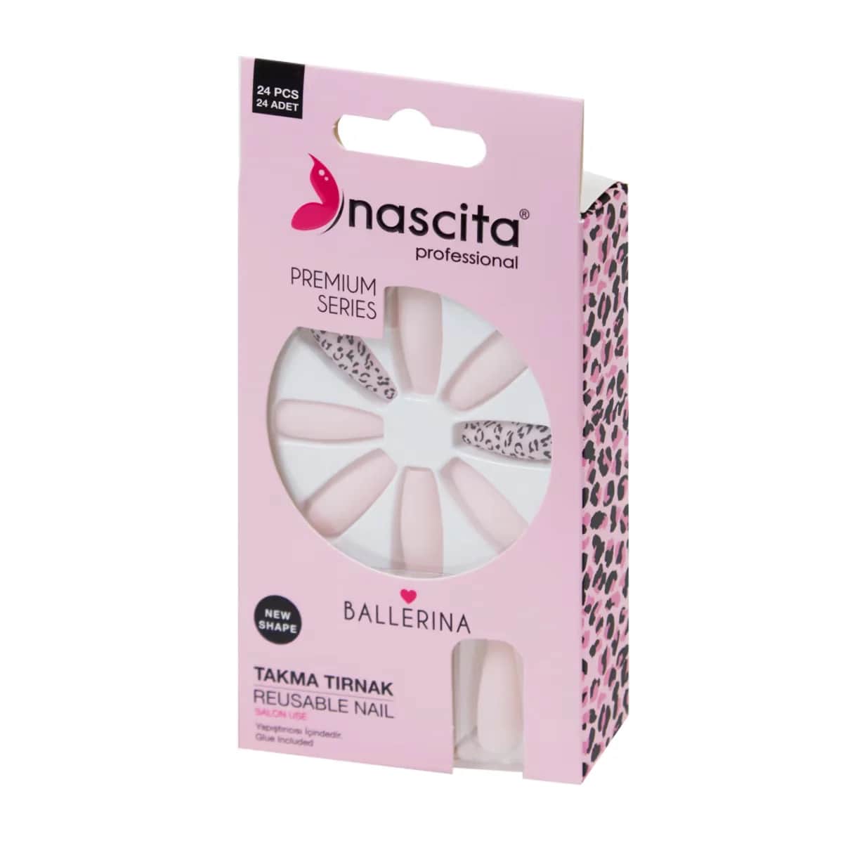 Nascita False Nails Pink Leopard 24 pcs