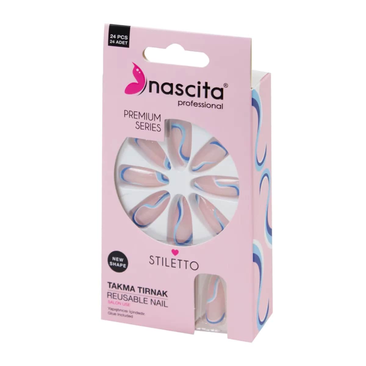 Nascita أظافر ناسيتا الصناعية الزرقاء 24 قطعة