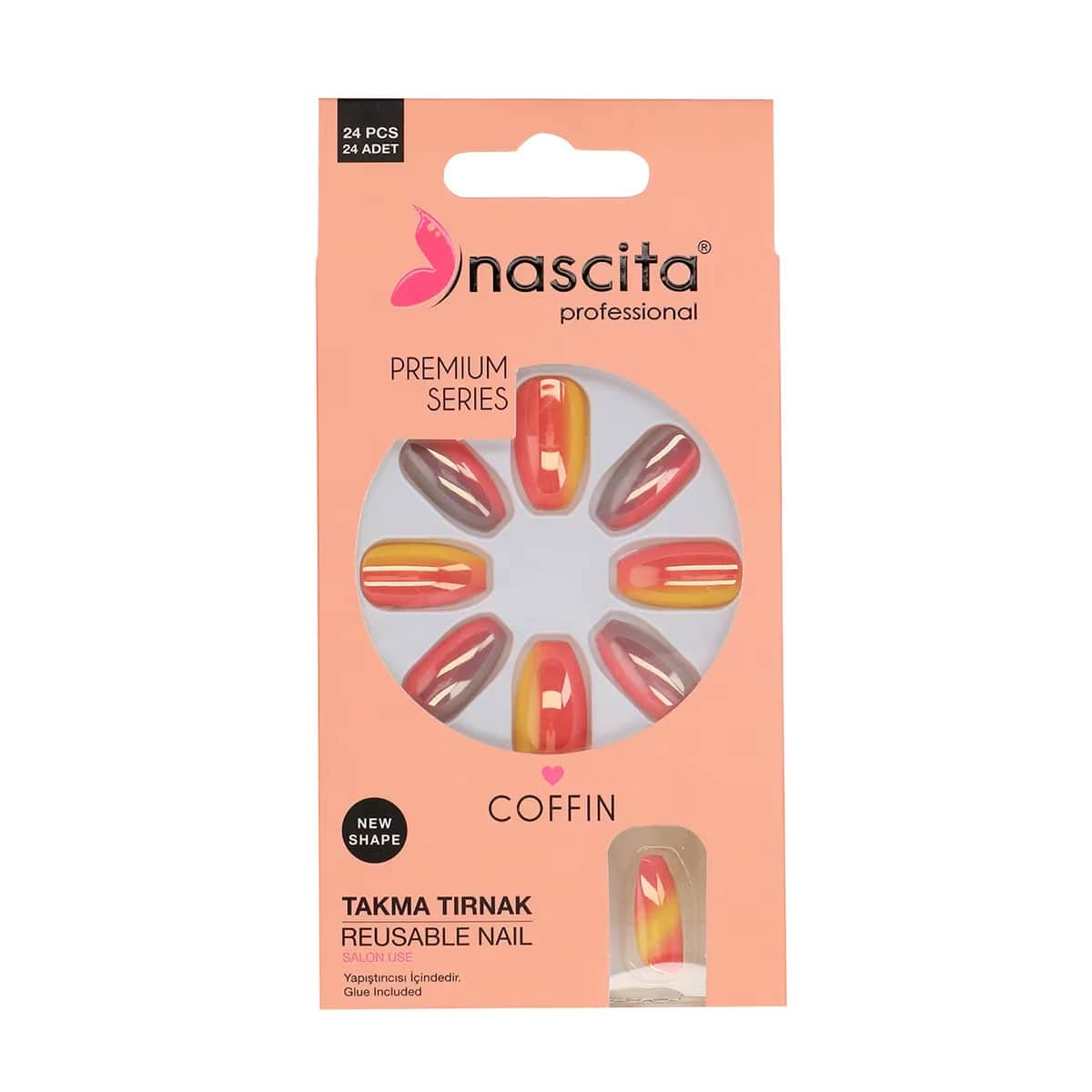 Nascita 24-Pack Coffin Colored False Nails - Premium Quality