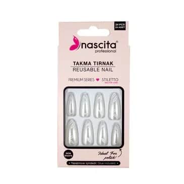 Nascita False Nails White Flower 24 pcs