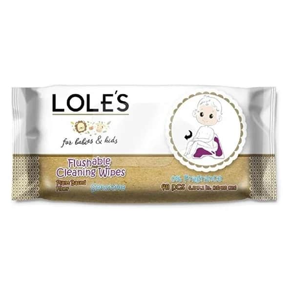 Lole's مناديل لولز بيبي المبللة القابلة للرمي ٤٨ منديلًا، نباتية ولطيفة على الأطفال