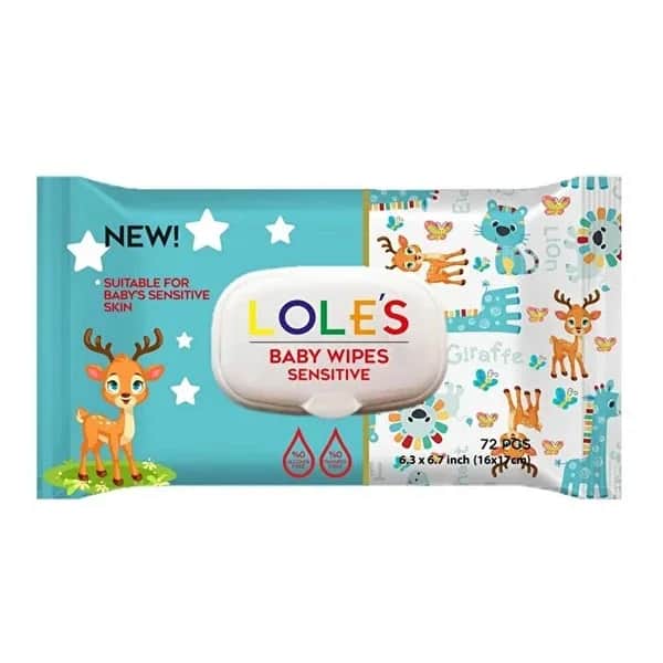 Lole's مناديل لولز المبللة للأطفال الحساسة 72 قطعة