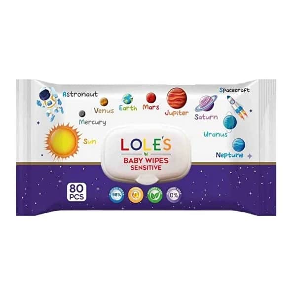 Lole's مناديل لولي المبللة للأطفال الحساسة، 80 منديلًا لطيفة ولا تسبب الحساسية