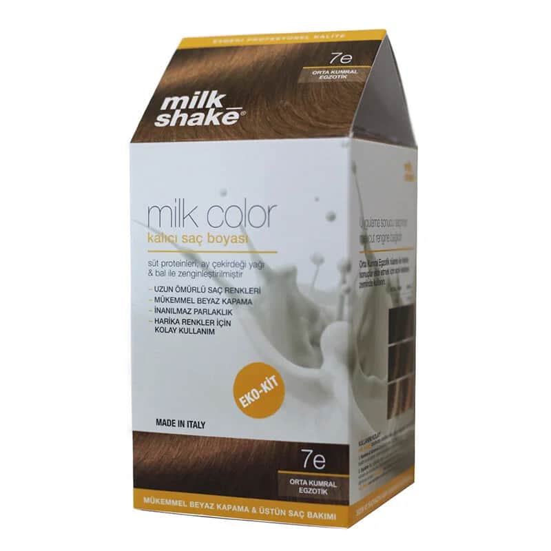 Milk Shake صبغة شعر دائمة بلون الحليب ميلك شيك 7 إي أشقر متوسط غريب مجموعة إيكو