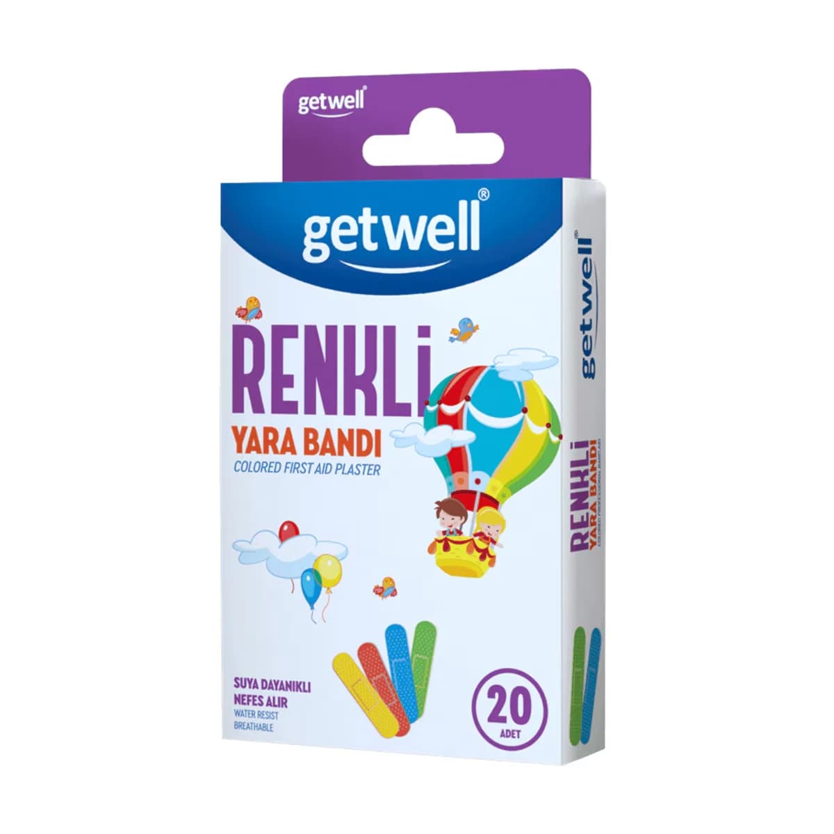 Getwell ضمادة جروح جيتويل الملونة، 20 قطعة