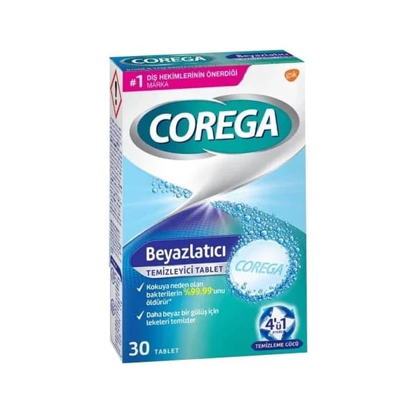 Corega أقراص كوريجا لتنظيف وتبييض الأسنان، 30 قرصًا