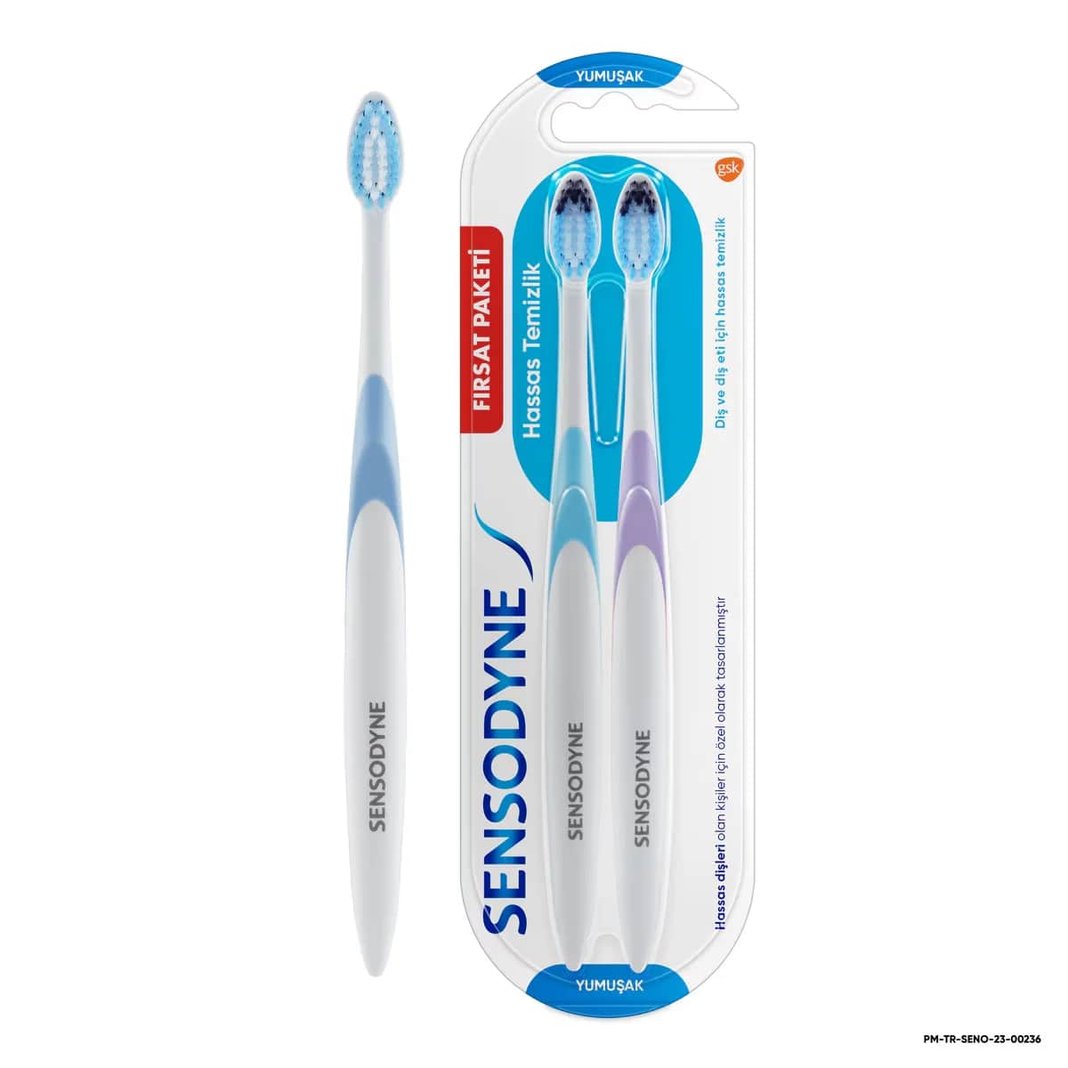 Sensodyne فرشاة أسنان سنسوداين لتنظيف الأسنان الحساسة، عبوة من قطعتين