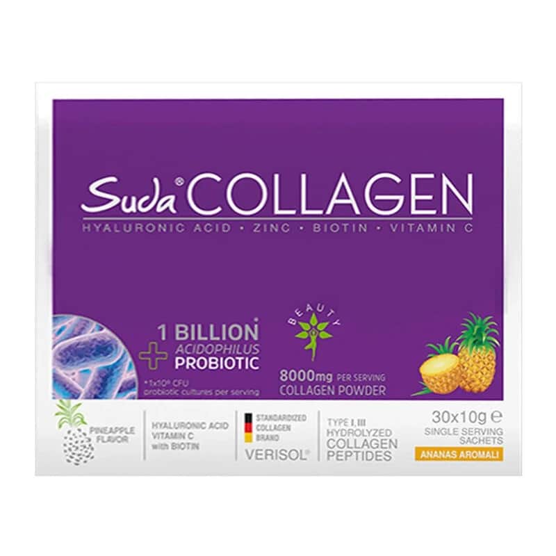 Suda Collagen مكمل غذائي سودا كولاجين بنكهة الأناناس 30 × 10 غرام كيس مسحوق