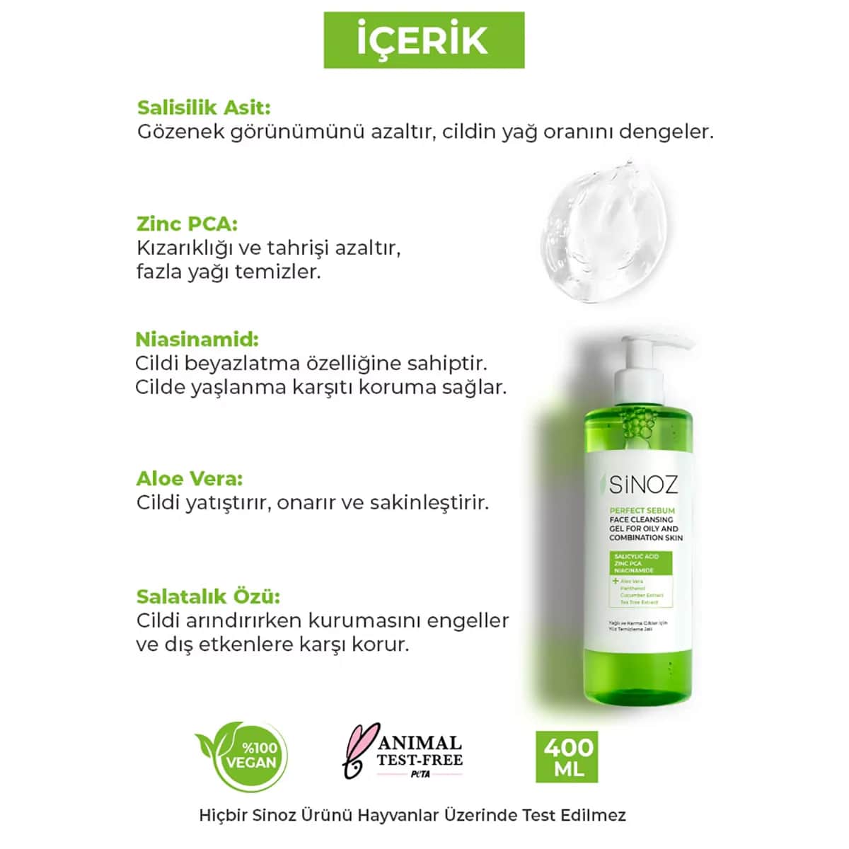 Sinoz Facial Cleansing Gel For Oily And Combination Skin 400 ml