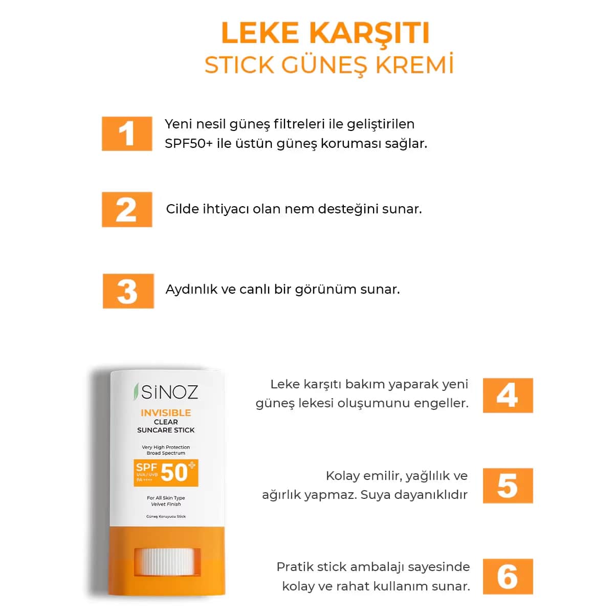 ستيك واقي شمس مرطب SPF50+ 15غ من سينوز Sinoz