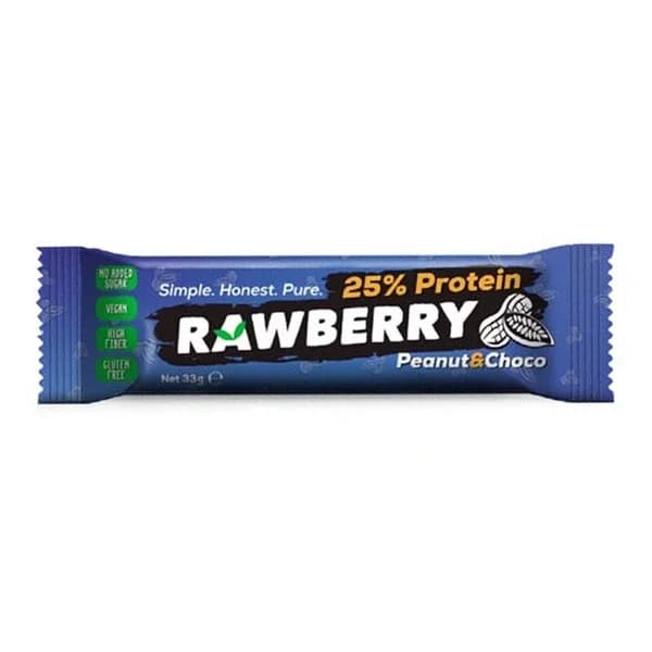 Rawberry وجبات خفيفة من التوت الخام بروتين فول سوداني شوكو بار 33 غرام