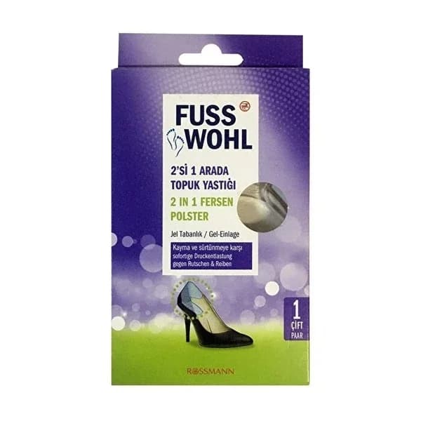 Fusswohl وسادة كعب فوسوهل 2 في 1 للكعب السفلي والعلوي، قطعة واحدة