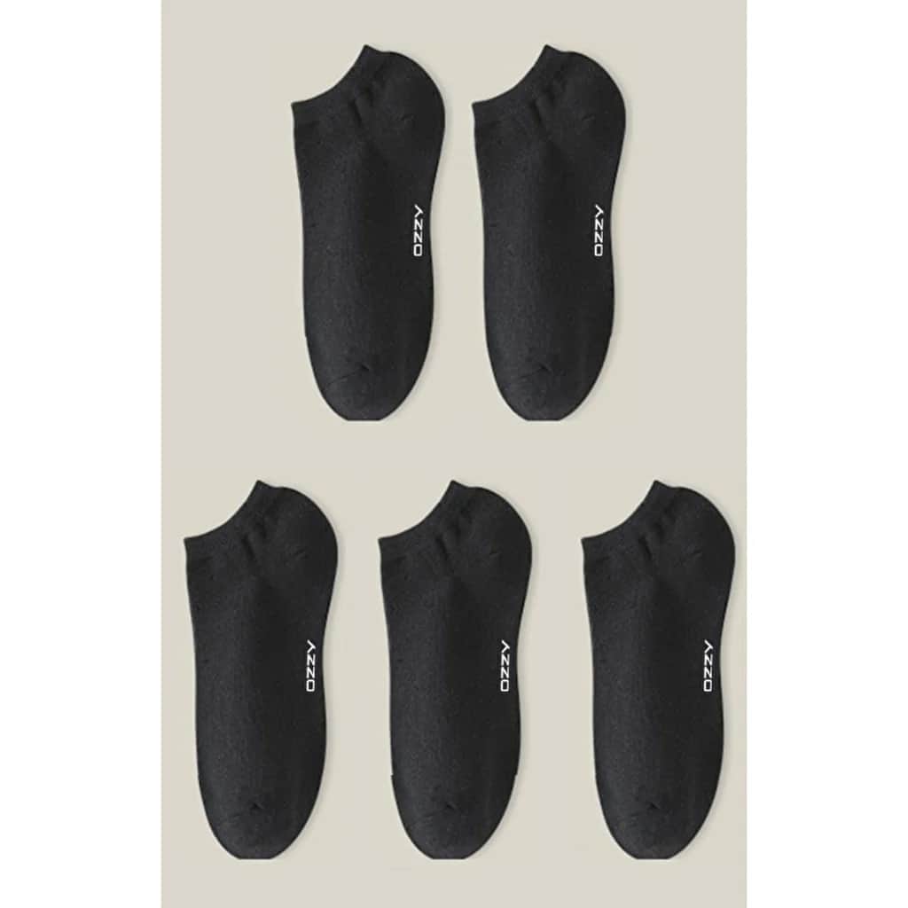 Ozzy Socks جوارب أوزي سوكس للرجال عبوة من 5 جوارب قطنية بدون درزات للكاحل، لون أسود، مقاس 40/44