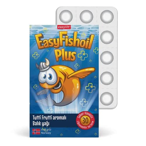 EasyVit زيت السمك السهل بالإضافة إلى زيت السمك بنكهة توتي فروتي، 30 جل قابل للمضغ