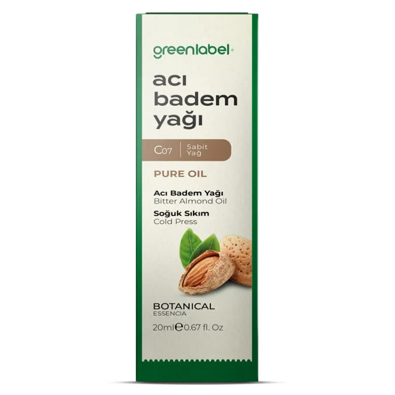 Greenlabel زيت اللوز المر جرين ليبل ٢٠ مل للعناية بالبشرة والشعر