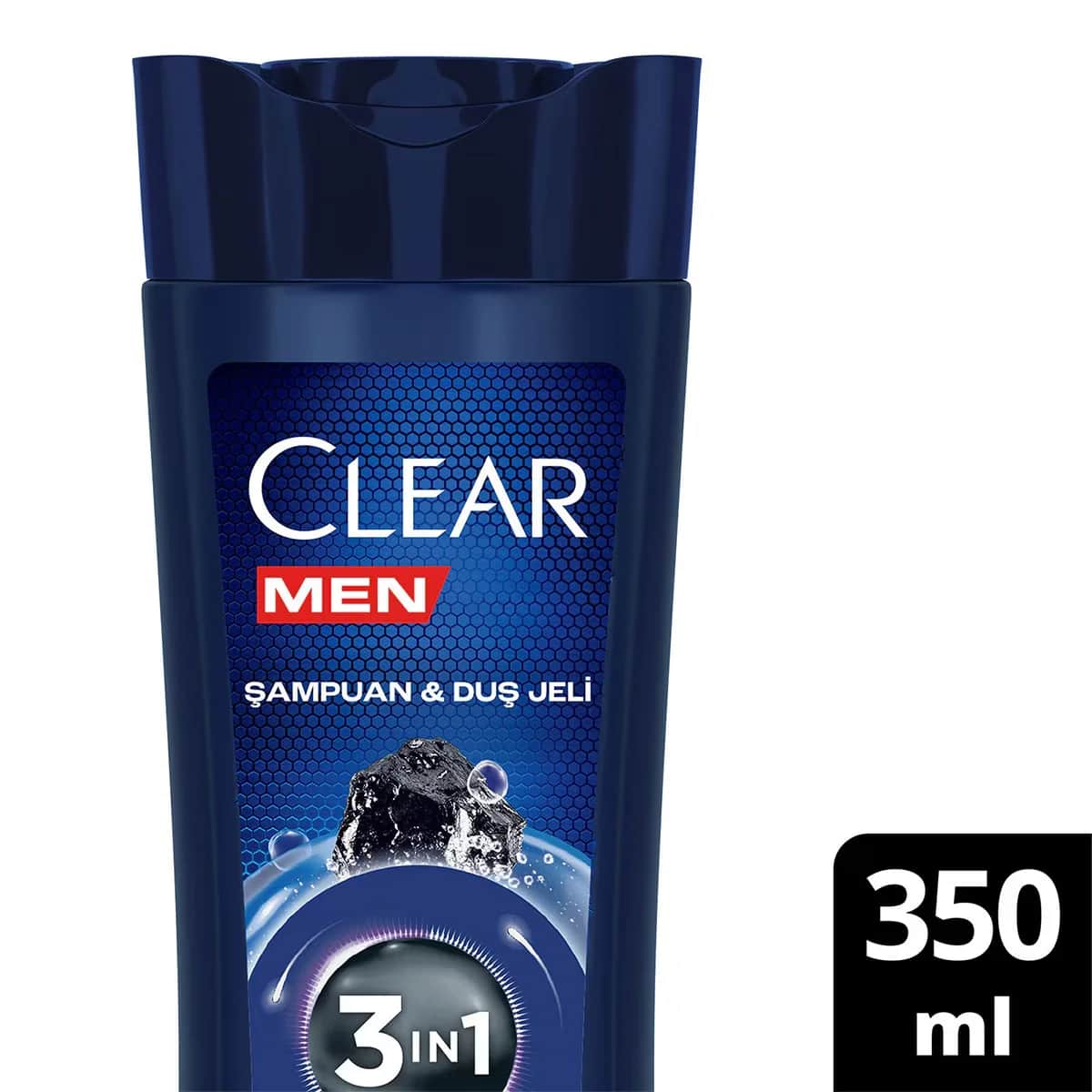 Clear شامبو وجل استحمام 3 في 1 من كلير مين، بخلاصة الفحم المنقي للشعر والوجه والجسم، 350 مل