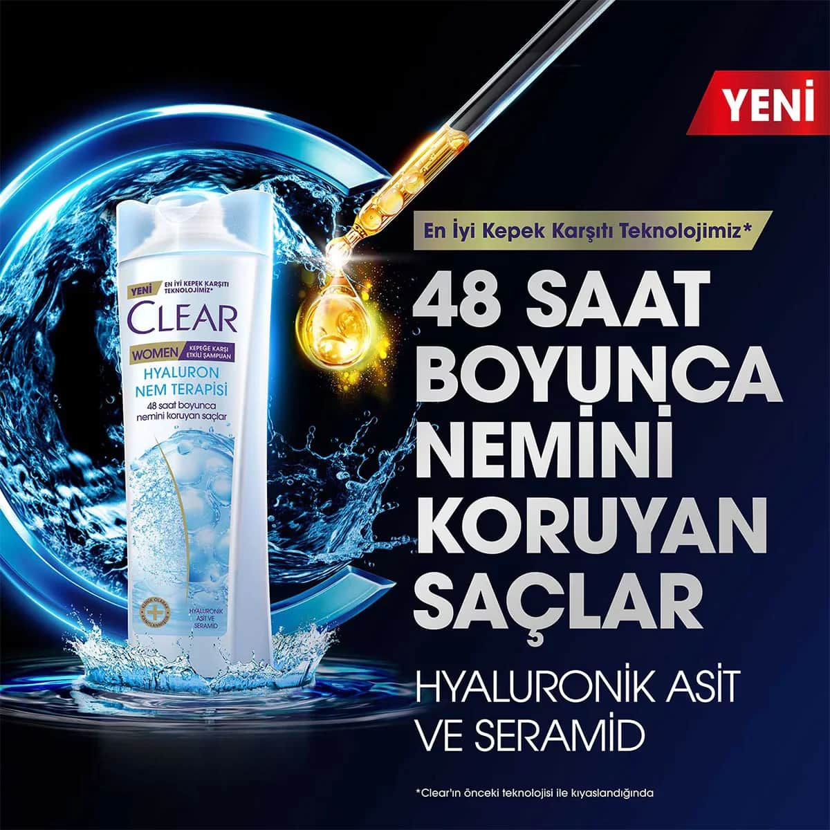 Clear شامبو كلير وومن المضاد للقشرة للعناية بالشعر الفعال مع حمض الهيالورونيك المرطب 350 مل