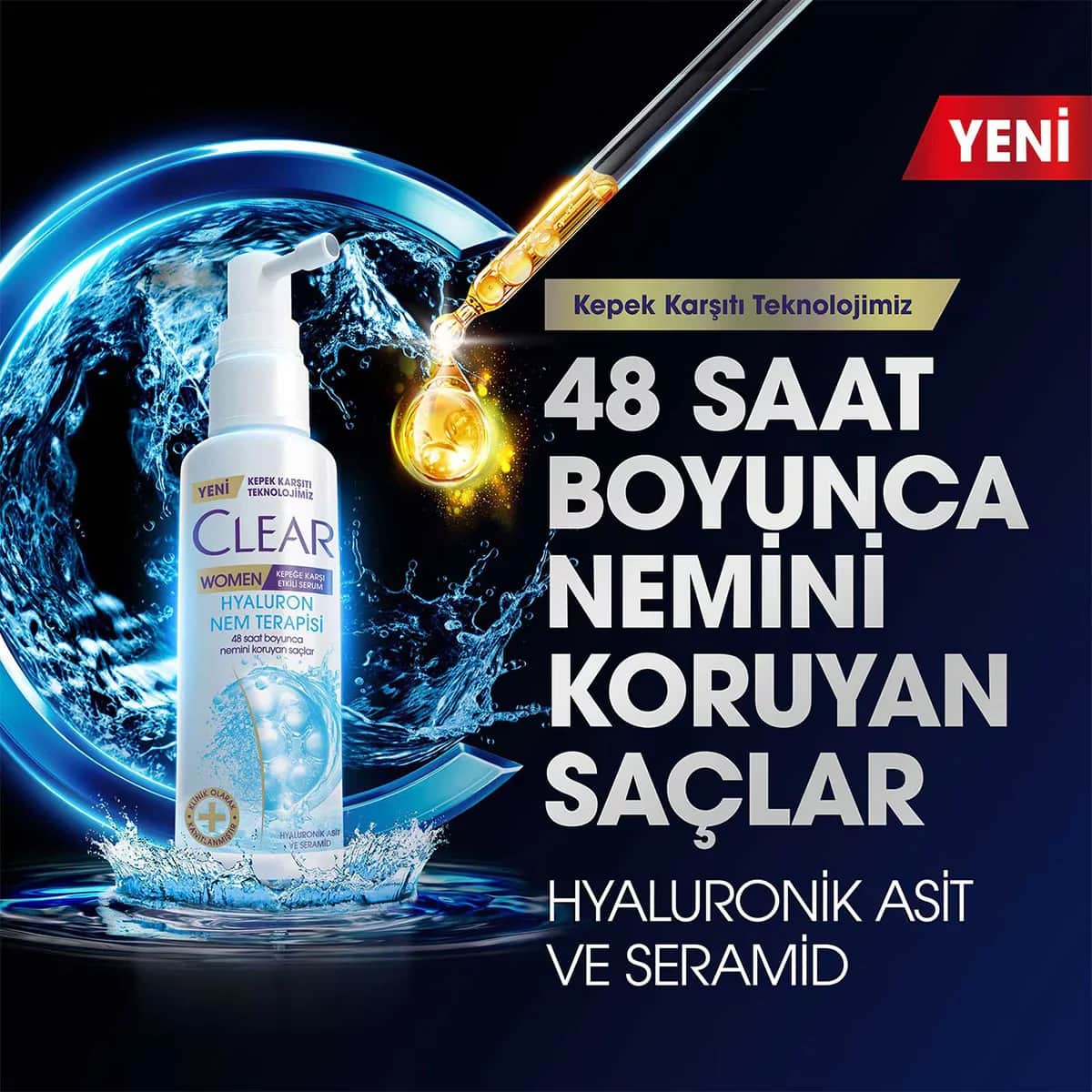 Clear Women Anti-dandruff Effective Hair Care Serum Hyaluron Moisture Therapy 90 ml