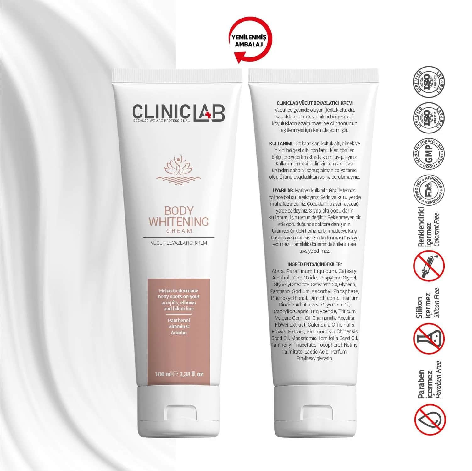 ClinicLab كريم تبيض وتفتيج المناطق الحساسة والجسم من كلينك لاب 100 مل