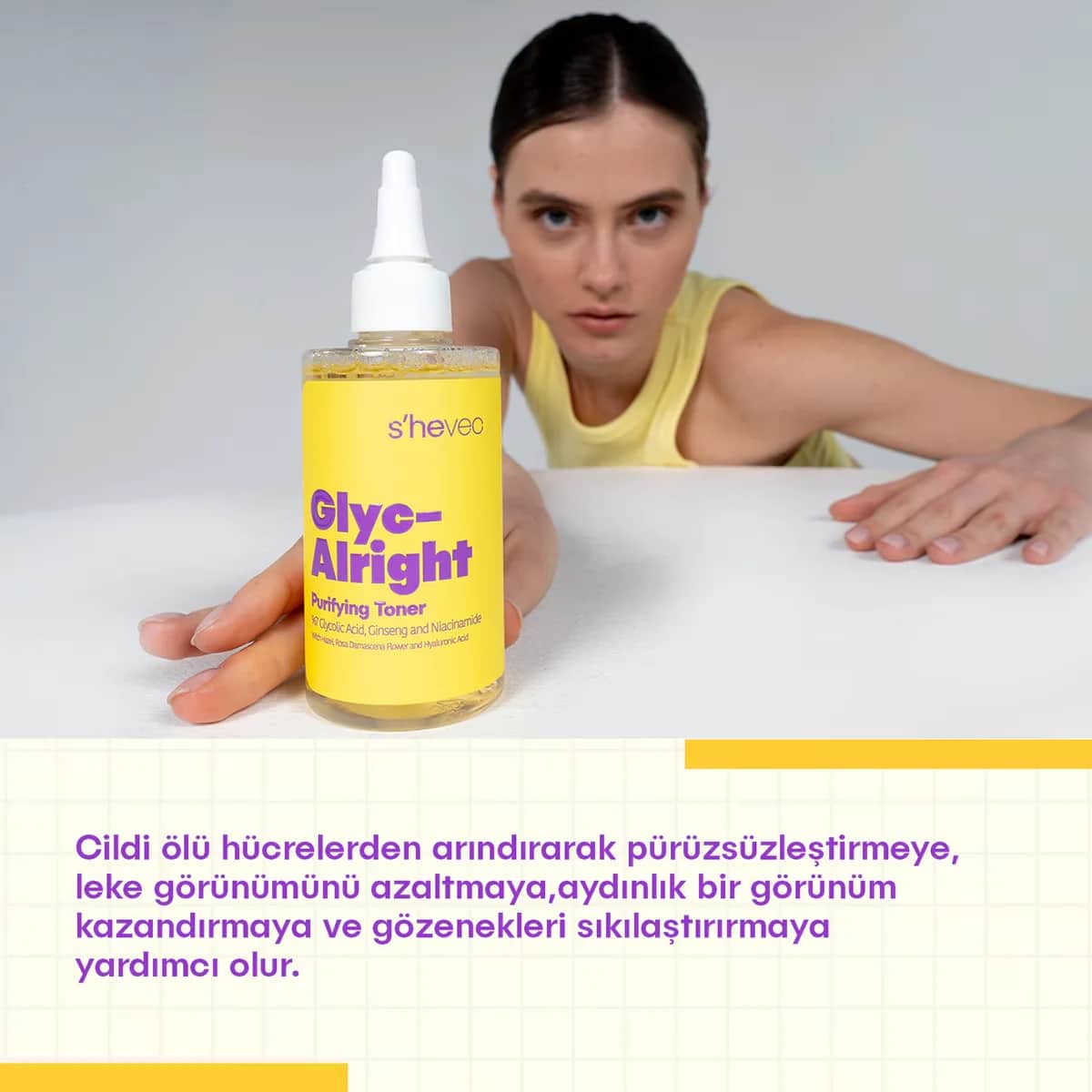 She Vec Glyc-alright -7 glycolic Acid + Ginseng + Niacinamide 200 ml