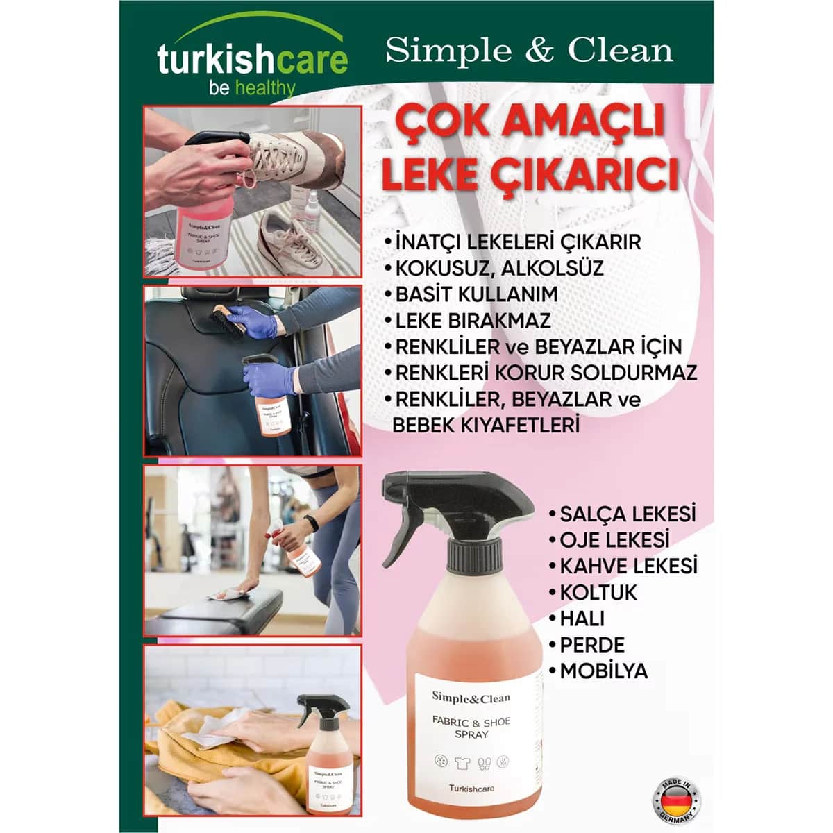 Turkishcare بخاخ مزيل البقع متعدد الأغراض من تركيش كير 500 مل