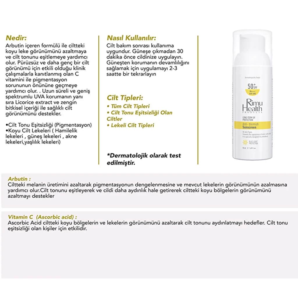 Rimu Health Brightening Sunscreen For Blemished Skin Spf50+ 50 ml