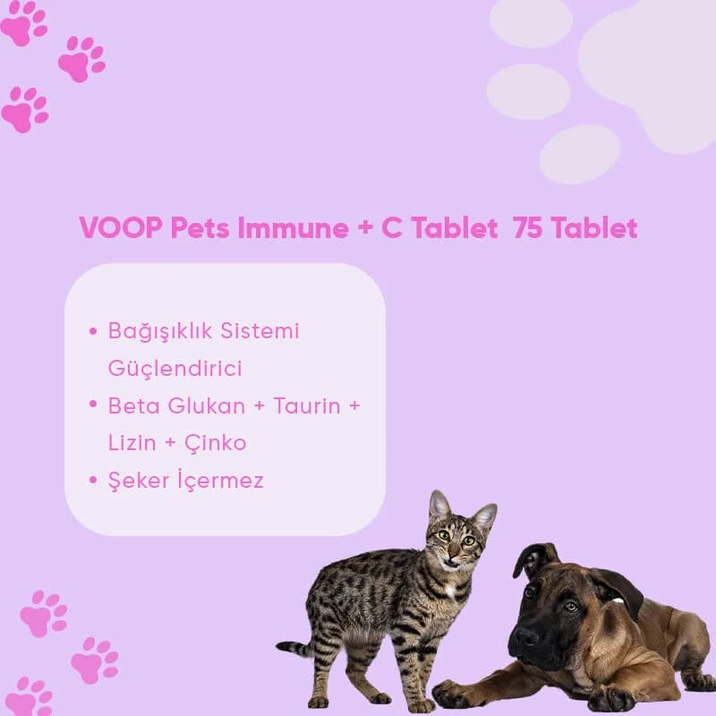 Voop أقراص فووب لدعم المناعة للقطط والكلاب 75 قرصًا
