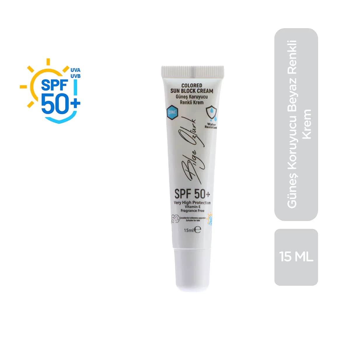 كريم واقي شمس ملون أبيض SPF 50 بحجم 15 مل من بيلج أوزتورك Bilge Ozturk