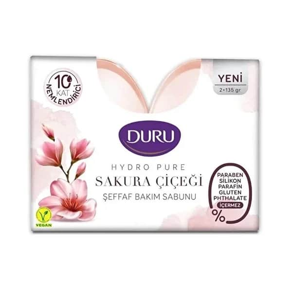 Duru Hydro Pure Sakura Flower Bar Soap - 2 x 135g Moisturizing