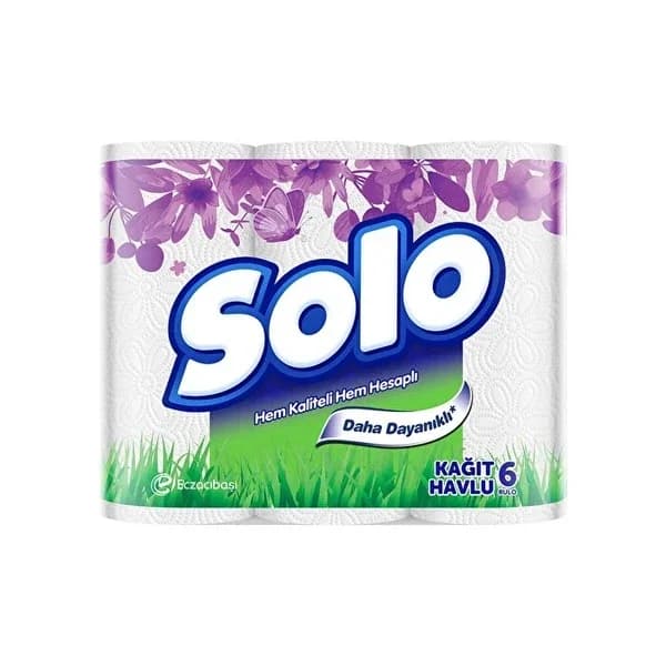 Solo مناشف ورقية سولو فائقة اللون الأبيض، عبوة من 6 قطع