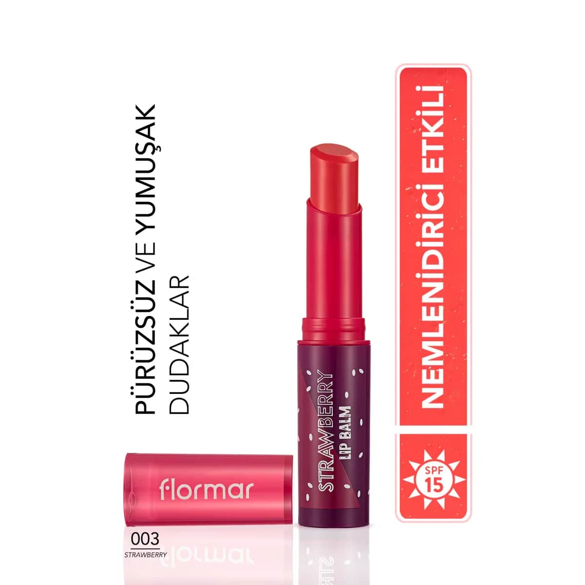 Flormar مرطب شفاه فلورمار برائحة الفواكه وملون الشفاه بنكهة الفراولة