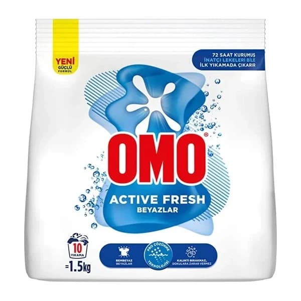 Omo مسحوق غسيل أومو أكتيف فريش للملابس البيضاء 1.5 كجم