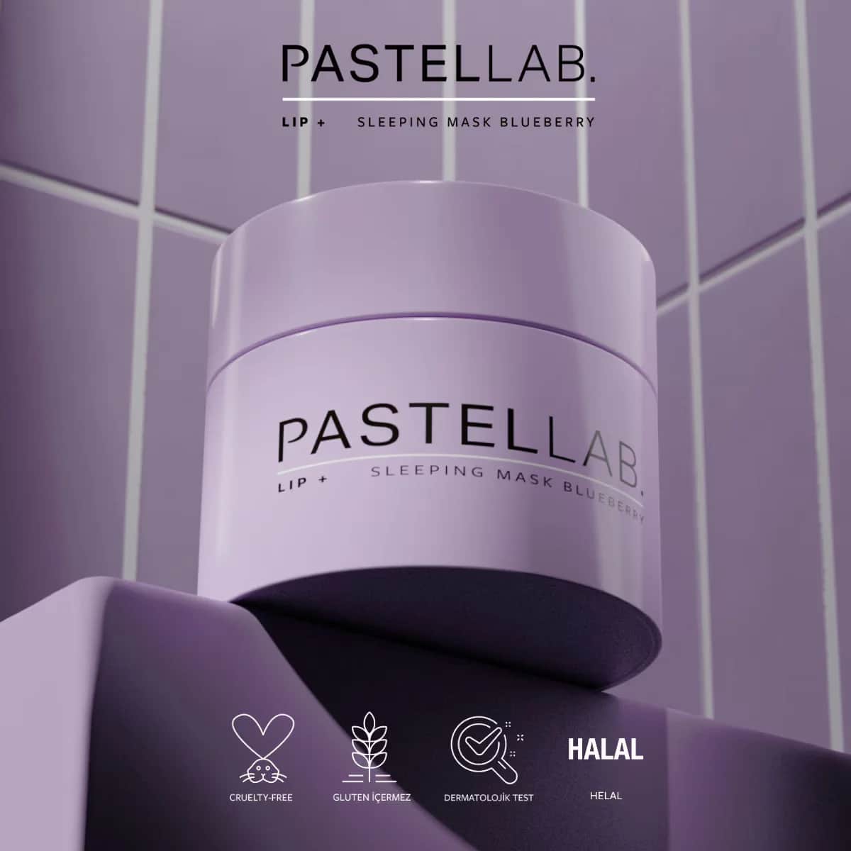 Pastellab باستيلاب. قناع نوم للشفاه، قناع العناية بالشفاه بالتوت الأزرق