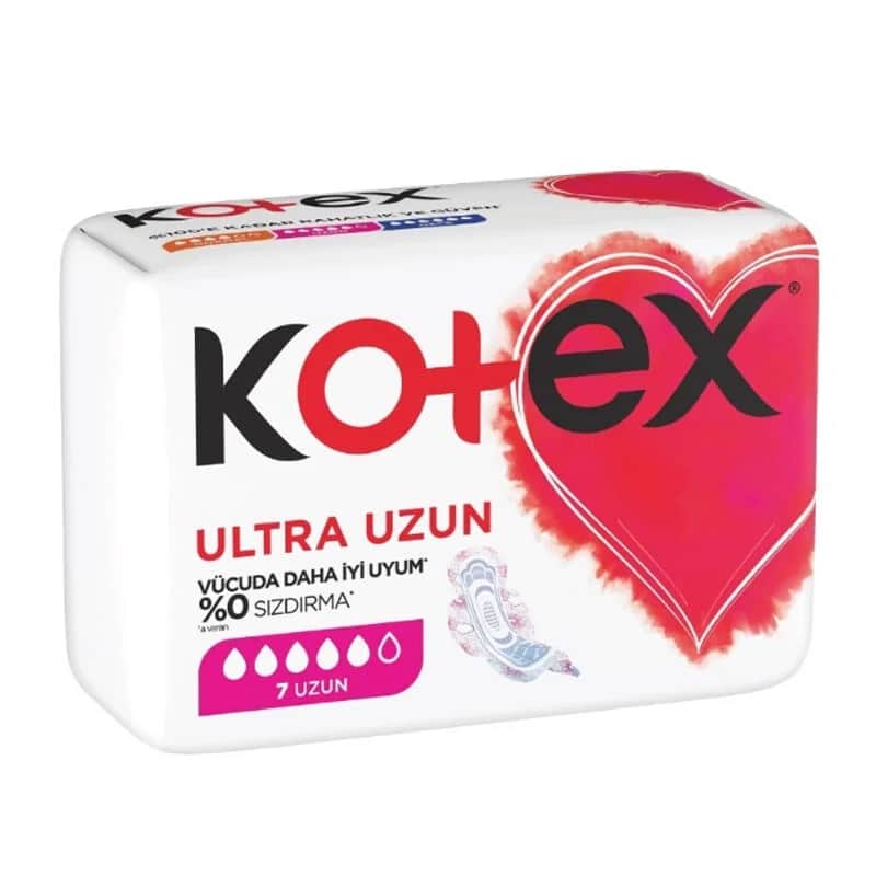 Kotex كوتكس فوط صحية طويلة مجنحة فائقة النعومة وجافة للغاية، 7 قطع