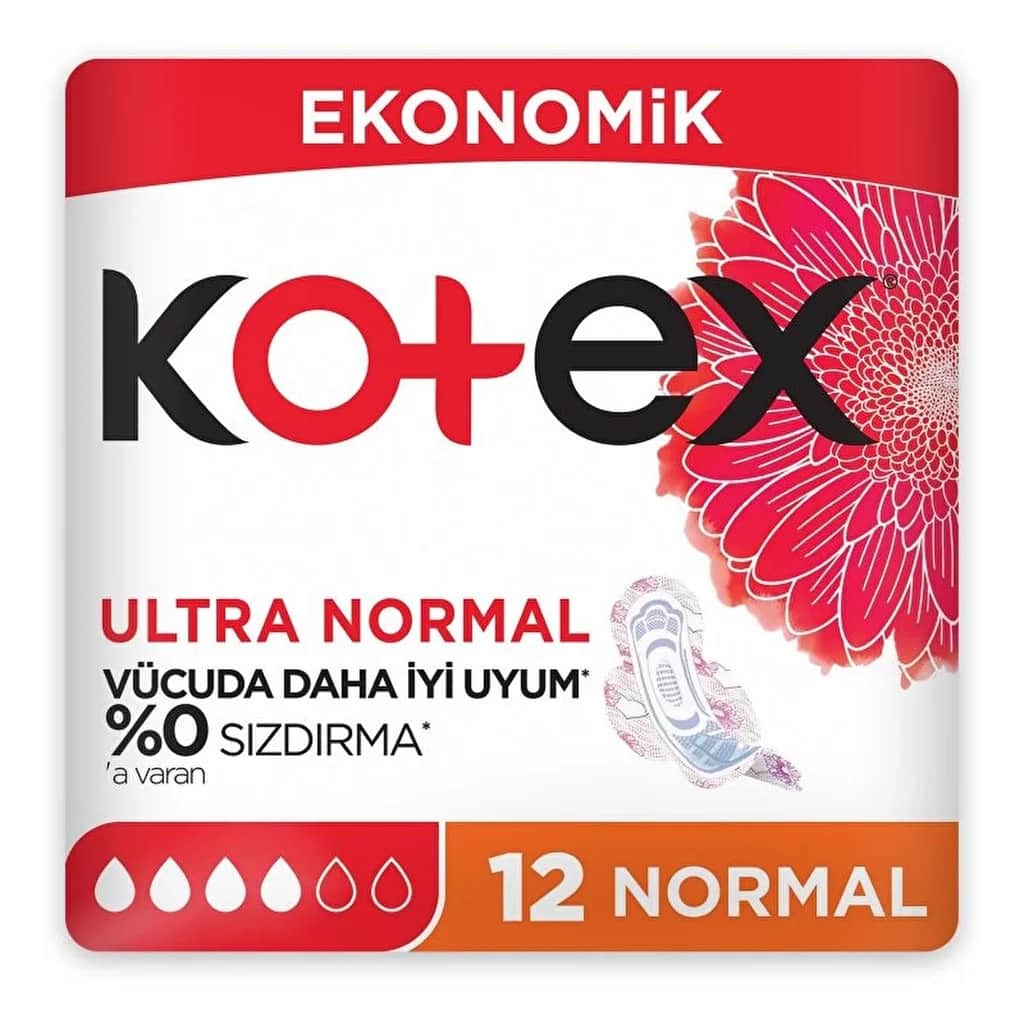 Kotex فوط كوتكس الصحية المزدوجة العادية عبوة من 12 قطعة