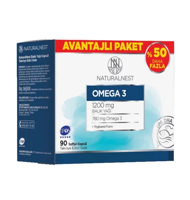 Naturalnest مكمل غذائي أوميجا 3 من ناتشورال نيست، 90 كبسولة عبوة مميزة