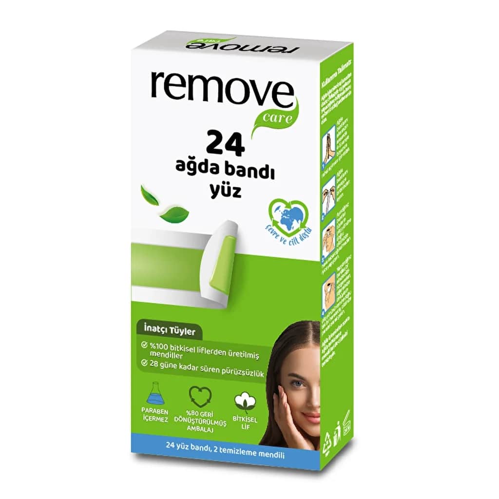Remove Care Face Wax Strips Stubborn Hair 24 pcs
